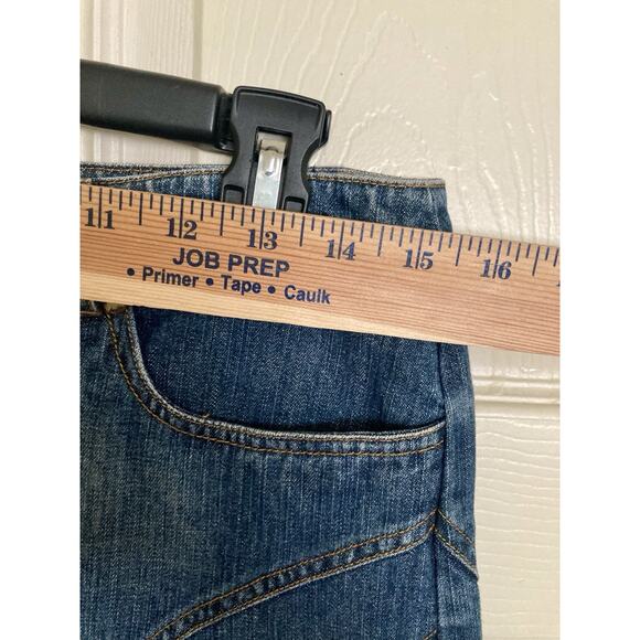 VTG 90s Phoebe Buffay Denim Skirt Ruffle Bottom Raw Hem Size 8 *See Details - Picture 6 of 9